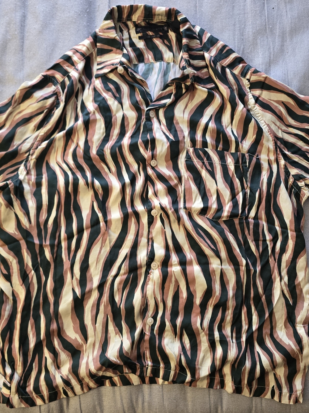 AllSaints "Fired" Abstract Tiger Stripe Shirt XXL Relaxed Fit